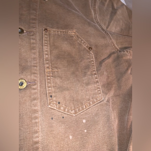 RRL Double RL Ralph Lauren Painted Brown Canvas Coverall Workwear Jumpsuit M - Picture 11 of 12